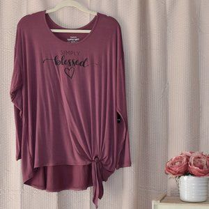 NWT Torrid Rose Brown Simply Blessed Tie Front Top 2X